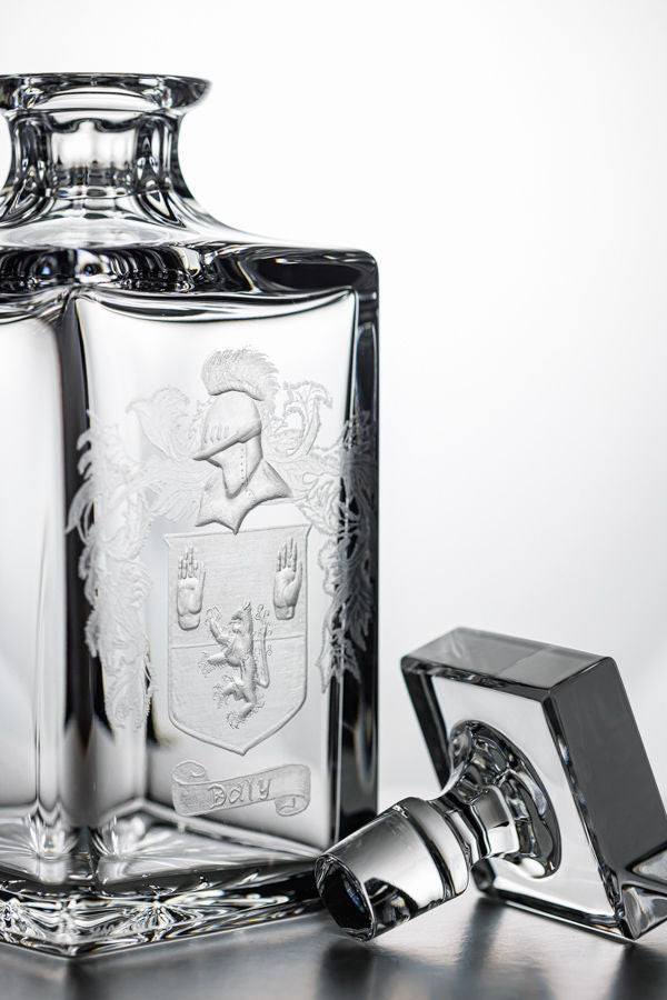 Hand Engraved Family Crest Decanter