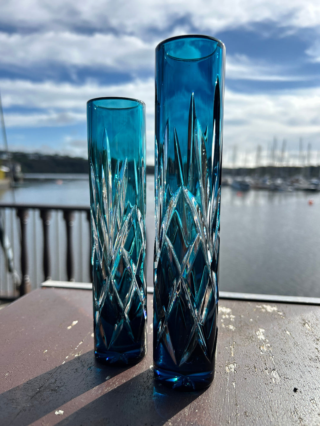 kinsale crystal azure Tube Vase Small