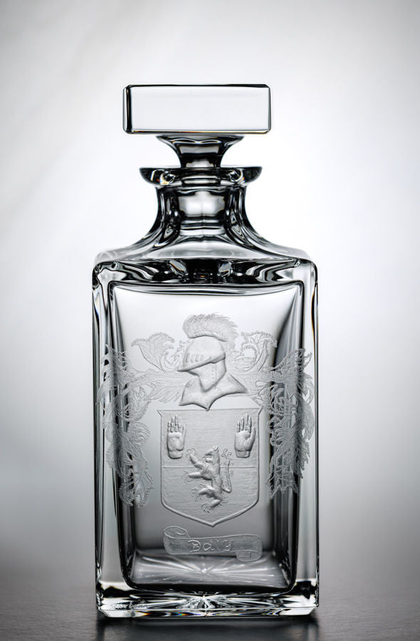 Hand Engraved Family Crest Decanter