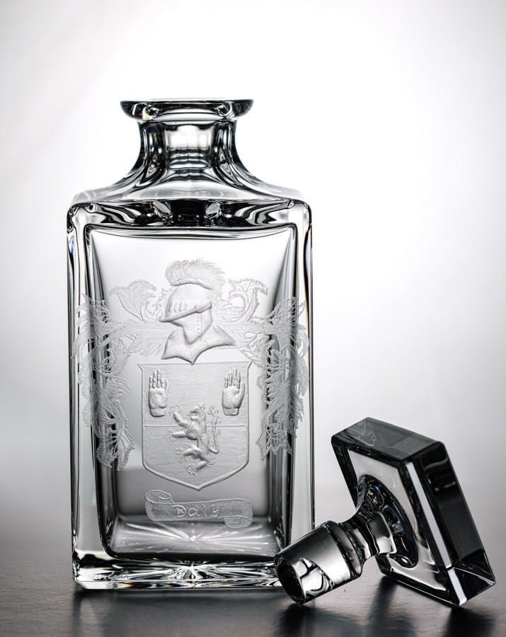 Hand Engraved Family Crest Decanter